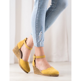 Filippo Chaussures compensées en cuir jaune 4