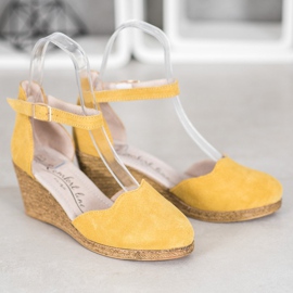 Filippo Chaussures compensées en cuir jaune 3