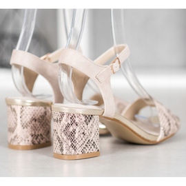 Goodin Sandales confortables sur une tige basse beige d'or 1