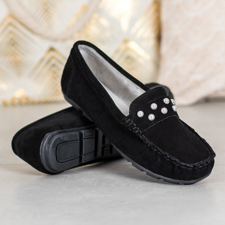 Filippo Mocassins En Cuir Avec Perles le noir 1