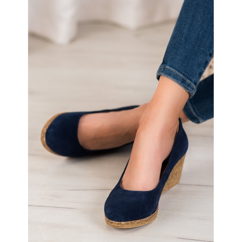 Filippo Escarpins compensés en cuir bleu 1