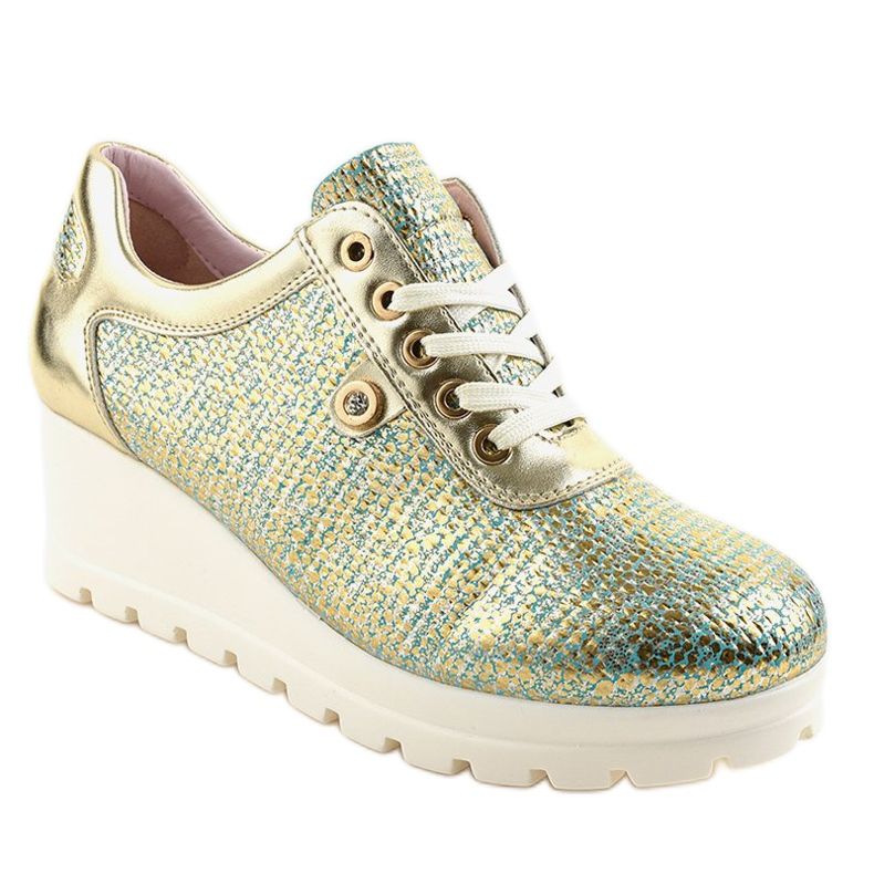 Baskets compensées à la mode dorées JFL663-5 1