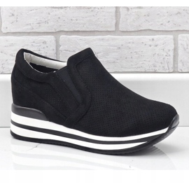 Baskets noires à semelles compensées ajourées RQ259 le noir 1