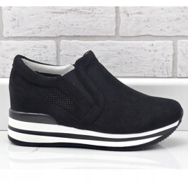 Baskets noires à semelles compensées ajourées RQ259 le noir 2