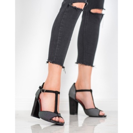 Goodin Sandales en daim à imprimé léopard brun noir 1