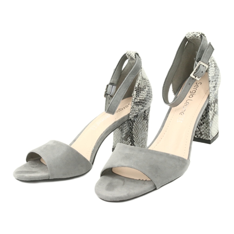 Sergio Leone Sandales féminines sur le motif post-animal SK873 Gray gris 5