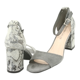 Sergio Leone Sandales féminines sur le motif post-animal SK873 Gray gris 6