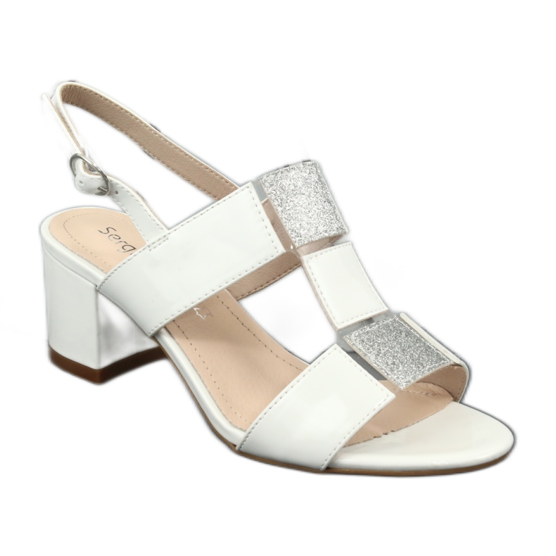 Sandales à talons bas Sergio Leone SK910 blanc gris 1