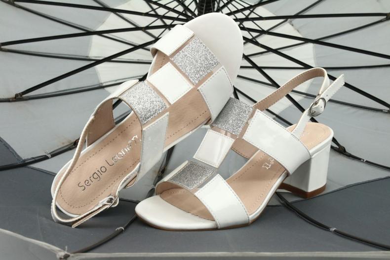 Sandales à talons bas Sergio Leone SK910 blanc gris 5