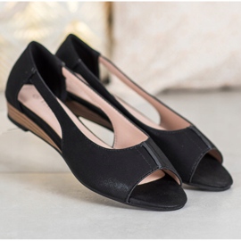 Ballerines à bout ouvert VINCEZA le noir 3