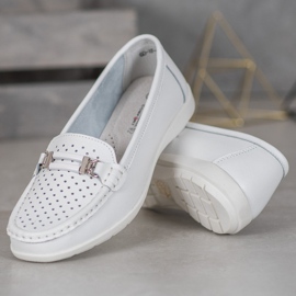 Goodin Mocassins en cuir confortables blanche 1