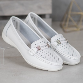 Goodin Mocassins en cuir confortables blanche 2