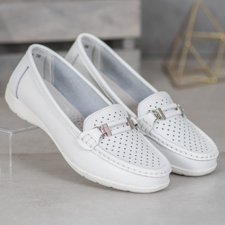 Goodin Mocassins en cuir confortables blanc 2