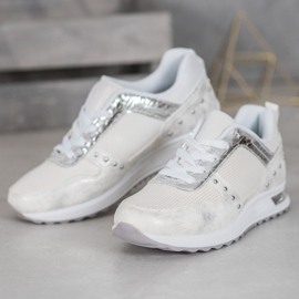 Emaks Baskets brillantes sur la plate-forme blanc gris 1