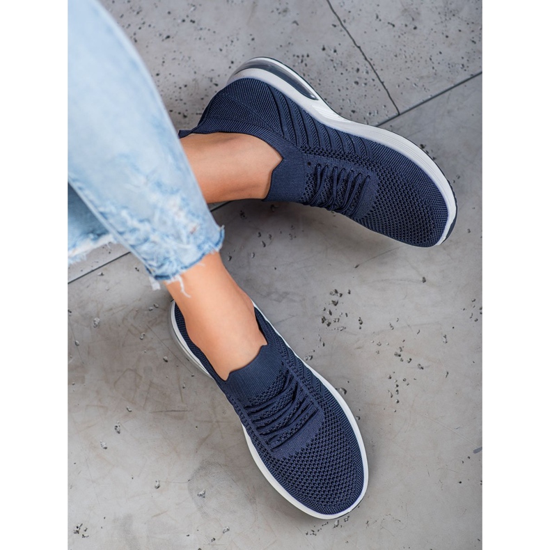 SHELOVET Chaussures en textile bleu marine sur la plate-forme 1