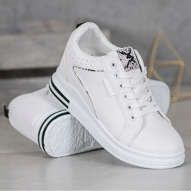 SHELOVET Chaussures blanches à semelle compensée cachée 2