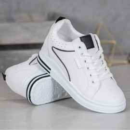 SHELOVET Chaussures blanches à semelle compensée cachée 1