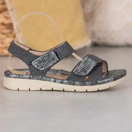 Sandales Velcro VINCEZA noir gris 1