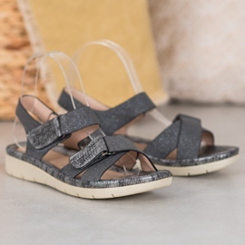 Sandales Velcro VINCEZA noir gris 2
