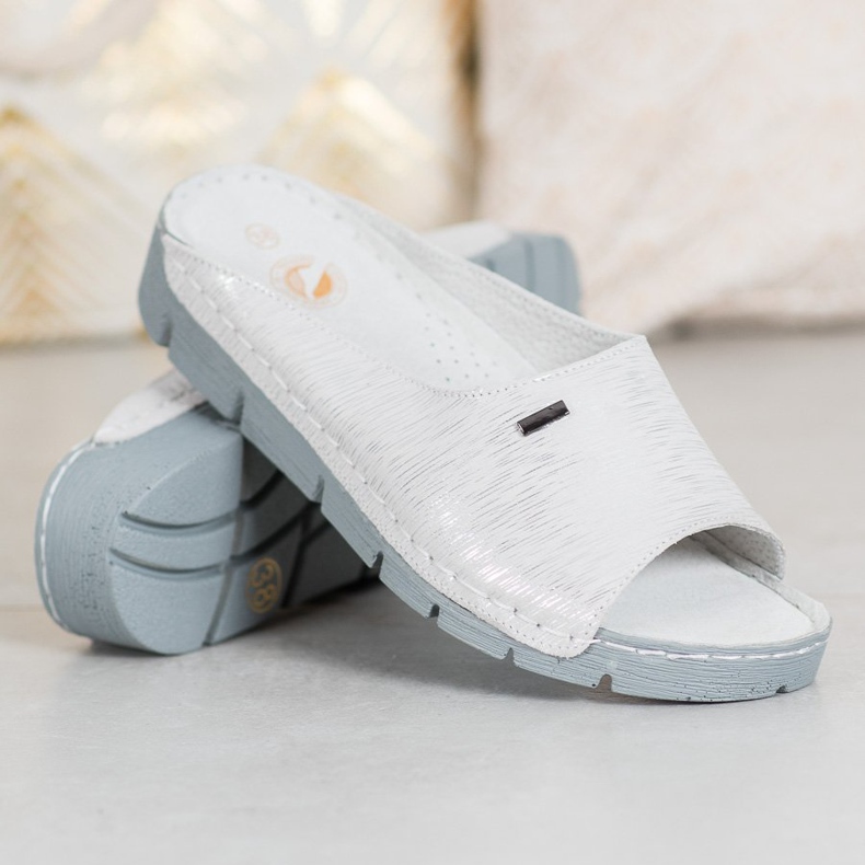 Goodin Pantoufles En Cuir Confortables gris 1