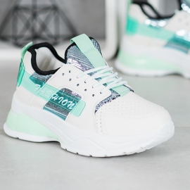 SHELOVET Baskets mode blanches vert 3