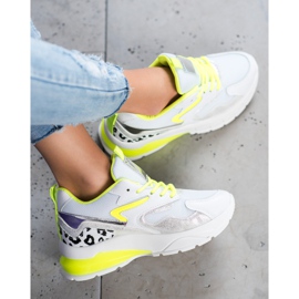 Ideal Shoes Baskets à empiècements jaunes blanc multicolore 1