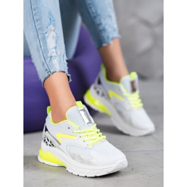 Ideal Shoes Baskets à empiècements jaunes blanche multicolore 4
