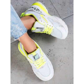 Ideal Shoes Baskets à empiècements jaunes blanche multicolore 5