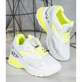 Ideal Shoes Baskets à empiècements jaunes blanche multicolore 3