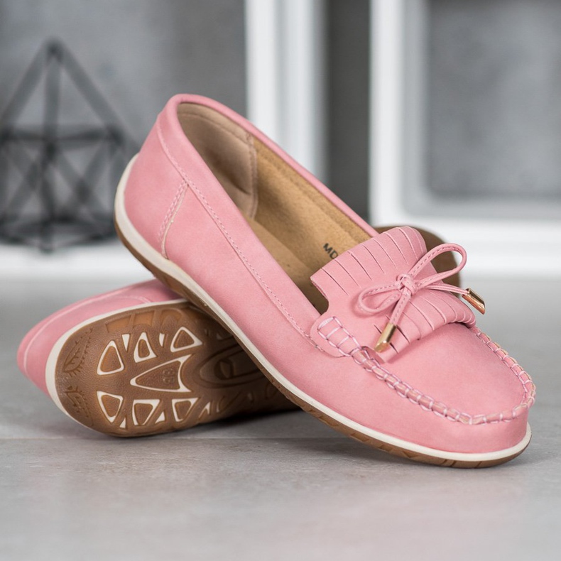 SHELOVET Mocassins en cuir écologique rose 1