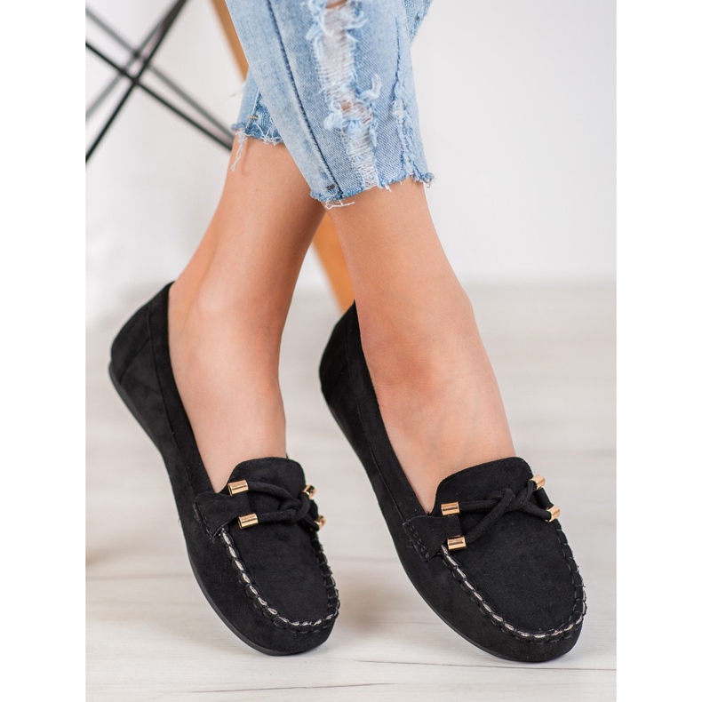 Nio Nio Mocassins en daim élégants le noir 1