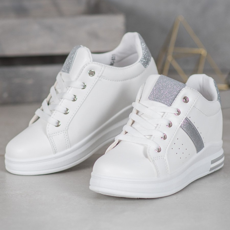 SHELOVET Baskets à empiècements pailletés blanc 1