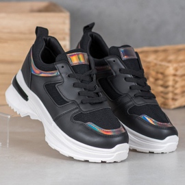 SHELOVET Baskets noires à effet holo 1