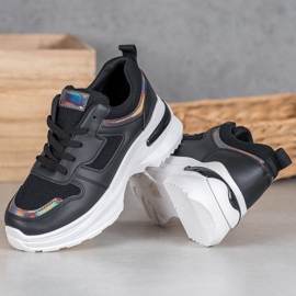 SHELOVET Baskets noires à effet holo 2