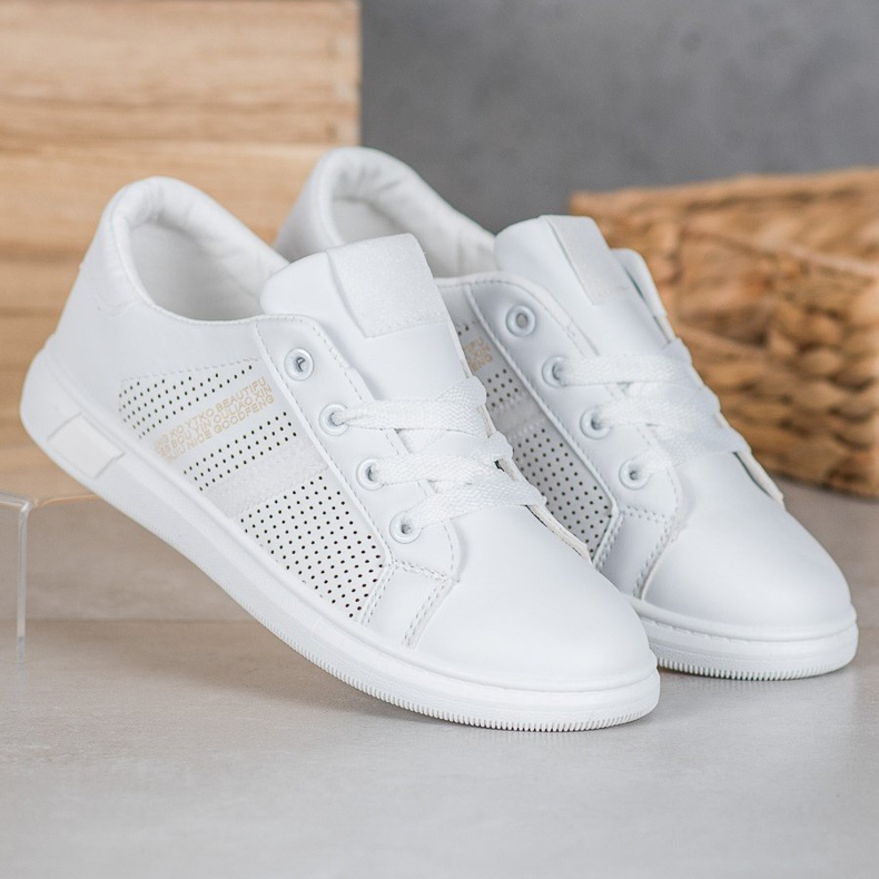 SHELOVET Chaussures de sport blanches à paillettes 2