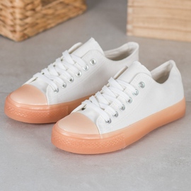 SHELOVET Baskets à semelle colorée blanche 1