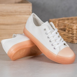 SHELOVET Baskets à semelle colorée blanche 2