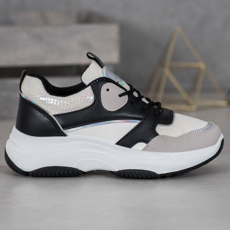 Ideal Shoes Baskets à plateforme décontractées le noir multicolore jaune 1