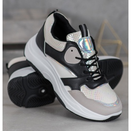 Ideal Shoes Baskets à plateforme décontractées noir multicolore jaune 2