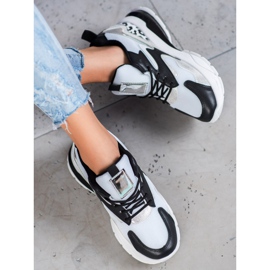Ideal Shoes Baskets avec empiècements noirs blanc 2