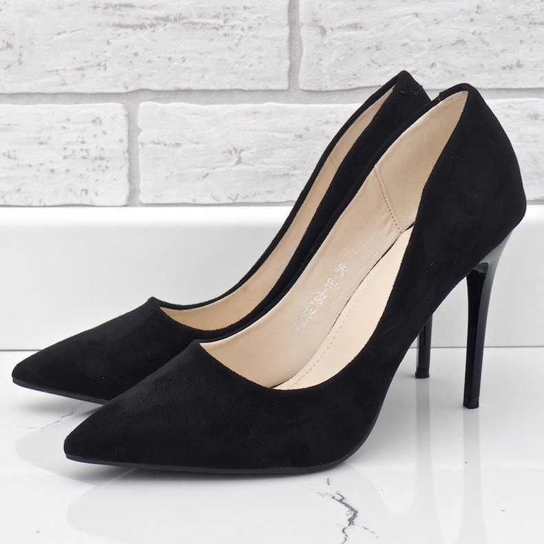 Escarpins classiques noirs en daim écologique YJS82188 le noir 2