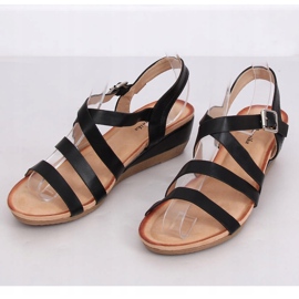 Sandales noires sur talon compensé S060064 Noir le noir 2