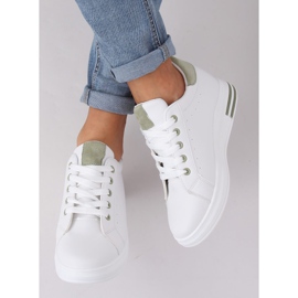 Baskets femme blanches L8035 Vert 4