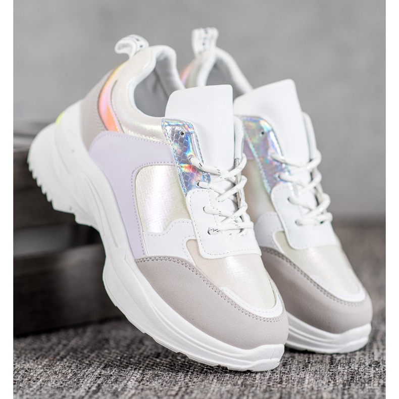 SHELOVET Baskets confortables sur la plate-forme blanc multicolore 1