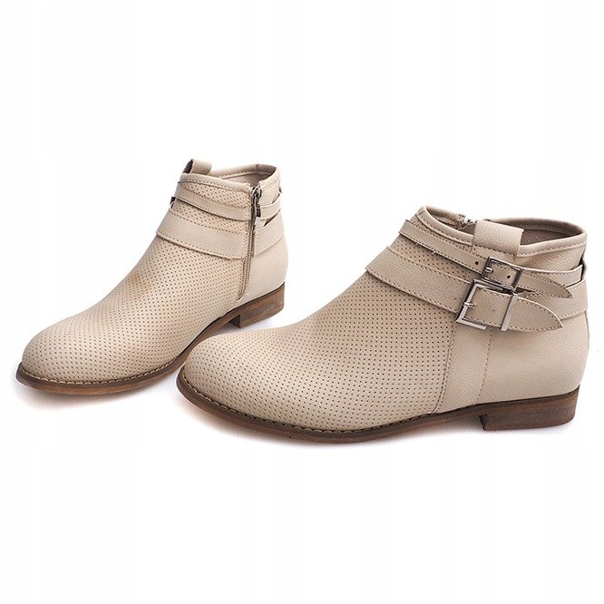 Boots ajourées à fermeture éclair H208 Beige 1