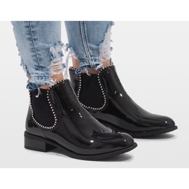 Bottines en cuir verni noir BO-237 # le noir 2