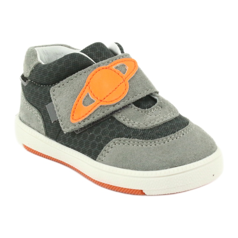 Garçons de chaussures de sport en cuir velcro gris bartek 1