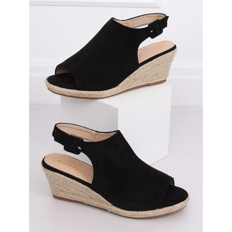Espadrilles noires sur compensées F3303 Noir le noir 1