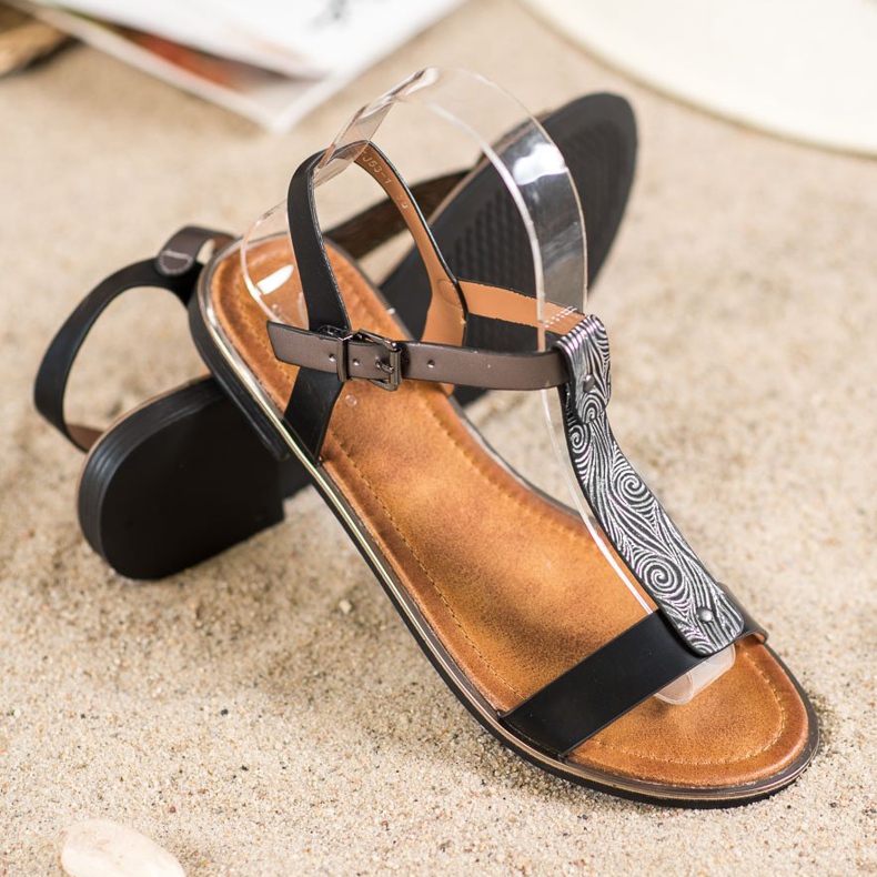 Small Swan Sandales classiques avec cuir écologique le noir 2