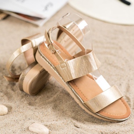 Small Swan Sandales dorées brillantes d'or 1